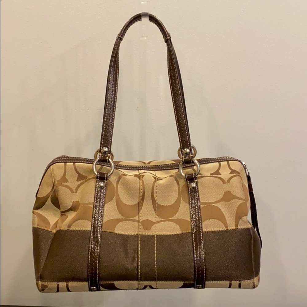 Coach Satchel Logo Bag with Leather Trim